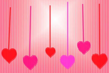 Heart shaped lollipops on pinkの写真素材