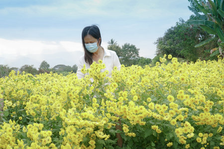 Gardeners are checking for pests and diseases in flower gardens
