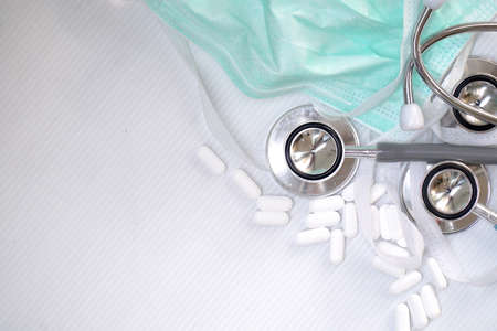 Stethoscope heart doctor and Face mask.