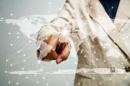 Concept of consulting. World map on background. (elements of this image furnished by NASA)