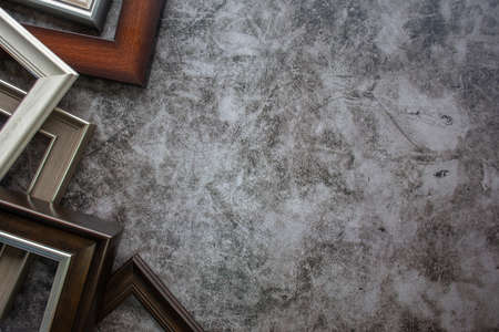 many corner frames on the cement floor.
