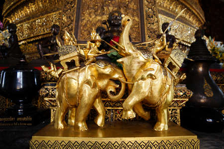 The gold elephant sculpture in ancient war actionのeditorial素材