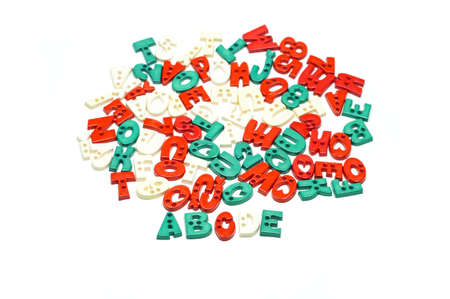 The alphabet and numbers isolated on white backgroundの写真素材