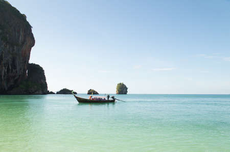 KRABI - MAY 4, 2013   The tourists on the boat are travel around Andaman Sea at Krabi province,Thailand on May 4,2013の写真素材