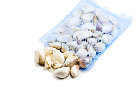 The garlic isolated on white backgroundの写真素材