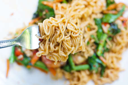 The spicy noodles for lunch in Thailandの写真素材