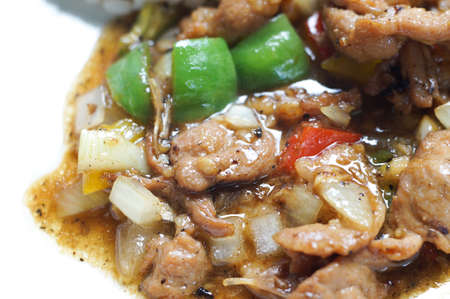 The spicy fried pork with chili pasteの写真素材