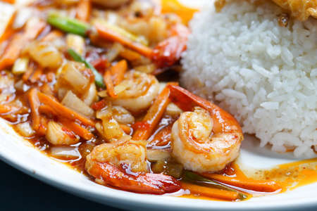 The chili paste with shrimp and rice in lunch timeの写真素材