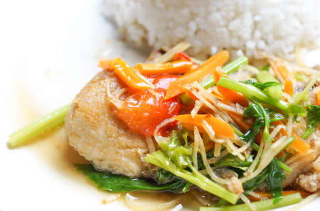 The salmon steamed with rice is the delicious asian foodsの写真素材