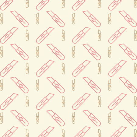 Seamless pattern with stationery. Vector illustration in retro styleのイラスト素材