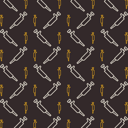 Seamless pattern with medical tools on brown background. Vector illustration.のイラスト素材