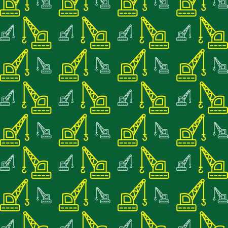 Seamless pattern with construction crane icons. Industrial background. Vector illustrationのイラスト素材