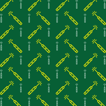 Seamless pattern with magic wand on green background. Vector illustrationのイラスト素材