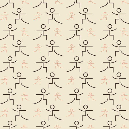 Seamless pattern with people silhouettes. Hand drawn vector illustration.のイラスト素材