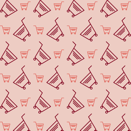 Shopping Cart repeating red pattern abstract beautiful vector illustration backgroundのイラスト素材