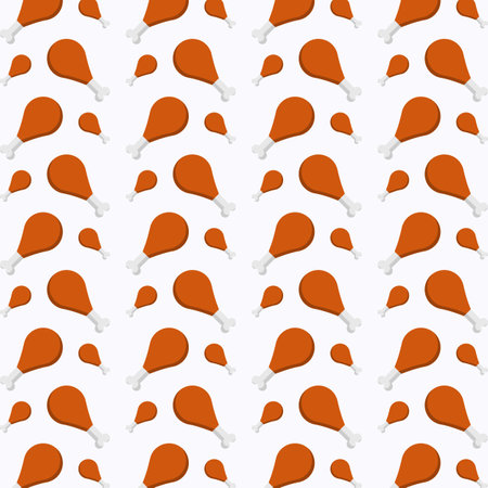 Seamless pattern with chicken legs on white background. Vector illustration.のイラスト素材