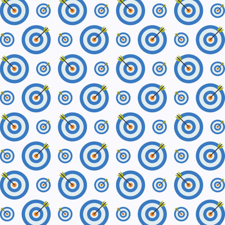 Seamless pattern with blue target on white background. Vector illustration.