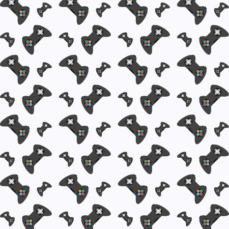 Seamless pattern with the image of a joystick. Vector illustration.のイラスト素材