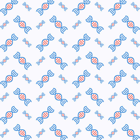 Seamless pattern with DNA molecules. Vector illustration. Can be used for wallpaper, pattern fills, web page background, surface textures.のイラスト素材