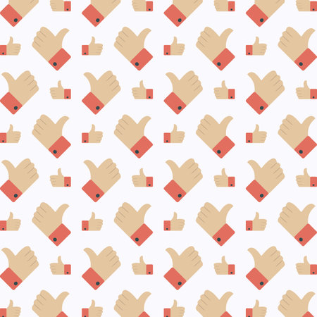 Seamless pattern with thumbs up and thumbs down. Vector illustration.のイラスト素材