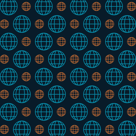 Seamless pattern with globe on dark blue background. Vector illustrationのイラスト素材