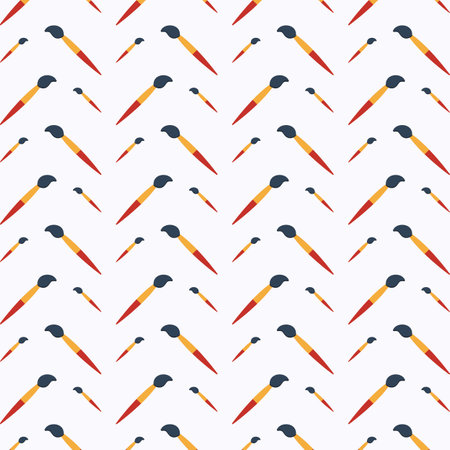 Seamless pattern with paint brushes on white background. Vector illustration.のイラスト素材