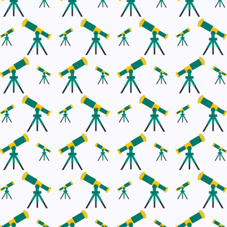 Seamless pattern with telescope. Vector illustration in flat style.のイラスト素材