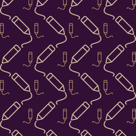 seamless pattern with pen icons on purple background. vector illustrationのイラスト素材