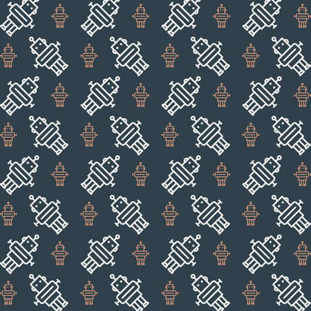 Robot colorful repeating trendy pattern vector illustration backgroundのイラスト素材