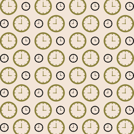 Clock neutral color repeating trendy pattern vector illustration backgroundのイラスト素材