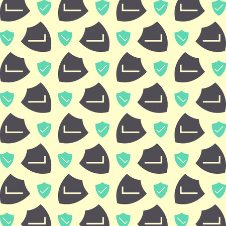 Seamless pattern with shield and check mark. Vector illustration.のイラスト素材