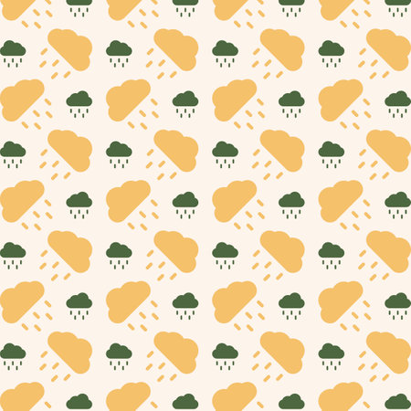 Seamless pattern with clouds and raindrops. Vector illustration.のイラスト素材