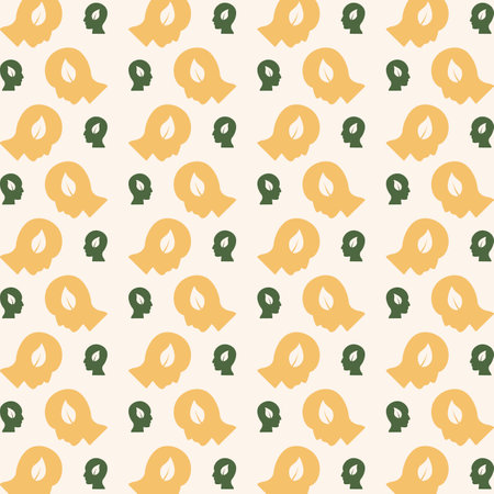 Seamless pattern with question mark and leaf. Vector illustration.
