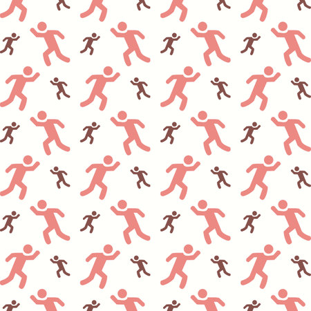 Seamless pattern with silhouettes of running people. Vector illustrationのイラスト素材