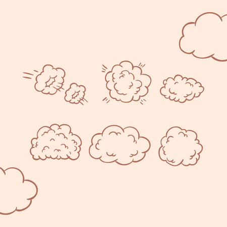 Set of doodle clouds. Hand drawn clouds. Vector illustration.のイラスト素材