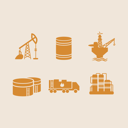 Oil industry icons set. Vector illustration. Can be used for topics like business, industry, productionのイラスト素材