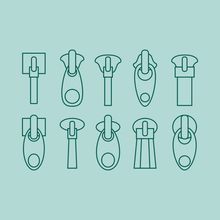 Zipper icon set. Outline illustration of zippers vector icons for web designのイラスト素材
