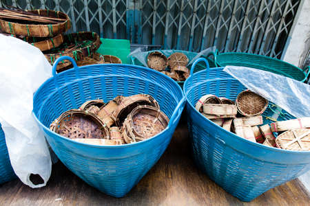 fish basket in the market.の写真素材