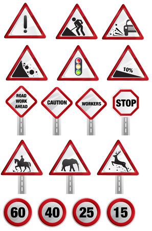 Caution  Road Sign  Illustrationのイラスト素材