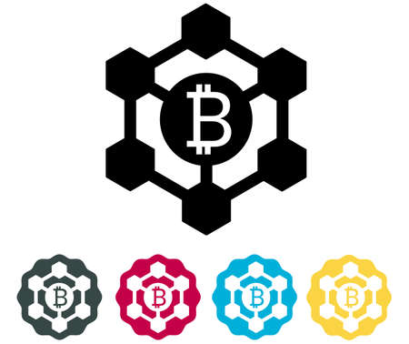 Bitcoin Blockchain Technology Icon as EPS 10 Fileのイラスト素材
