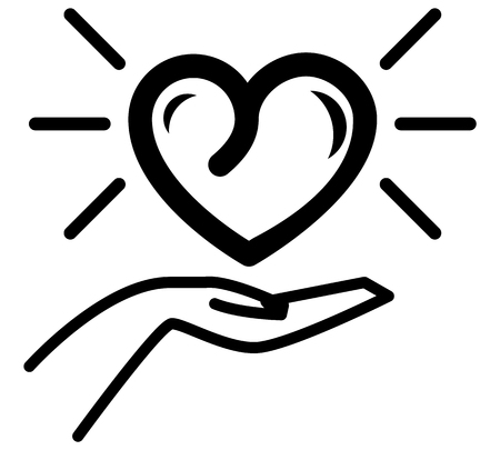 Heart Care Icon with heart on hand.のイラスト素材
