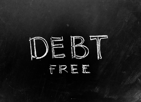 Debt Free Handwritten on Blackboardの写真素材