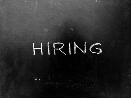 Hiring handwritten on Blackboard as JPG Fileの写真素材