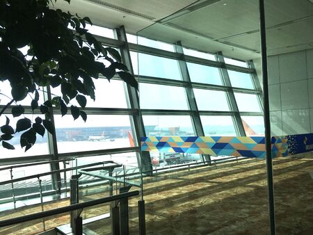Glass Facade at Departure Hall View at Terminal 3 Delhi International Airport, New Delhi - 22nd October 2019 as JPG Fileのeditorial素材