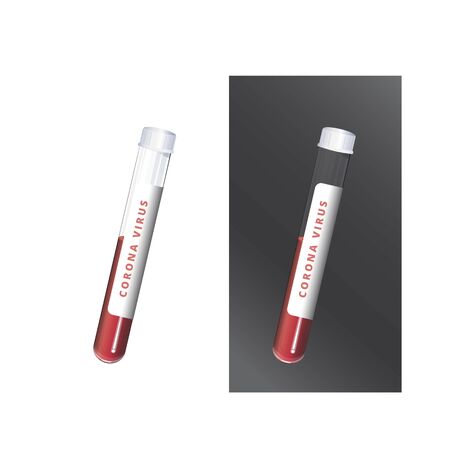 Blood Sample in Glass Collection Tube with Corona Virus Label - Illustrationのイラスト素材