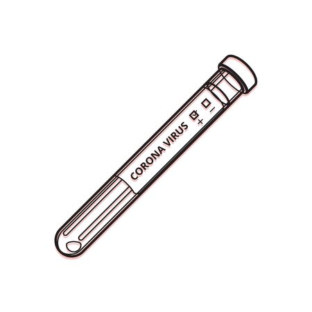 Blood Sample in Glass Collection Tube with Corona Virus Label - Illustrationのイラスト素材