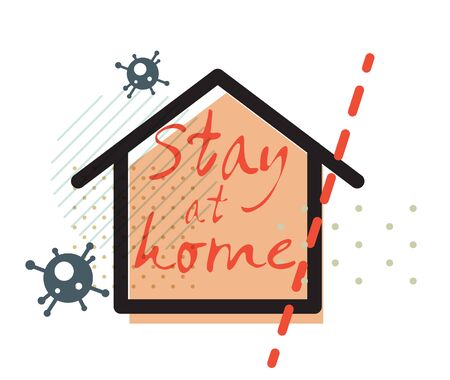 Home Quarantine Icon illustration on whiteのイラスト素材