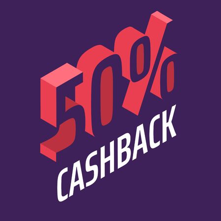 Isometric 50 Percent Cashback Illustrationのイラスト素材