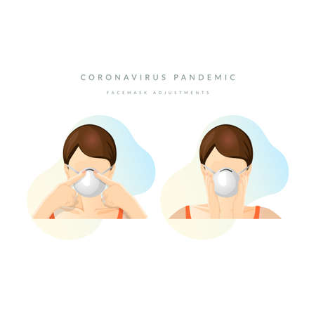 Steps to Wear Protective Face Mask - Icon as EPS 10 Fileのイラスト素材