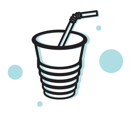Plastic Disposable Cup with Straw -  Iconのイラスト素材
